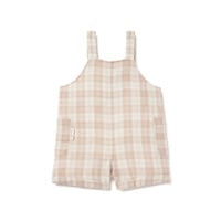 ASTER & OAK - Taupe Gingham Muslin Overalls