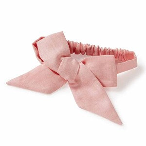 SNUGGLE HUNNY - Baby Pink Pre-Tied Linen Bow - Baby & Toddler